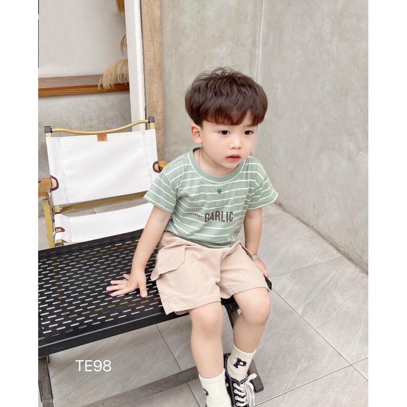 Sét công tử bé trai,áo cotton kẻ sọc quần thô túi hộp mềm đẹp