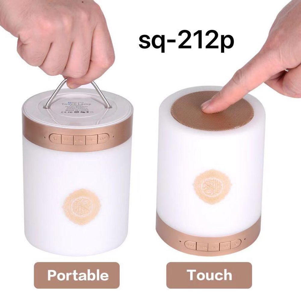 Loa BT Không dây Đèn LED đầy màu sắc Loa Quran Hỗ trợ MP3 FM Thẻ TF Điều khiển từ xa - Màu trắng