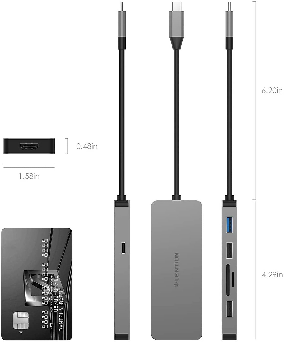 Bộ chuyển đổi USB-C 7 trong 1 Lention C17 Hàng Chính Hãng