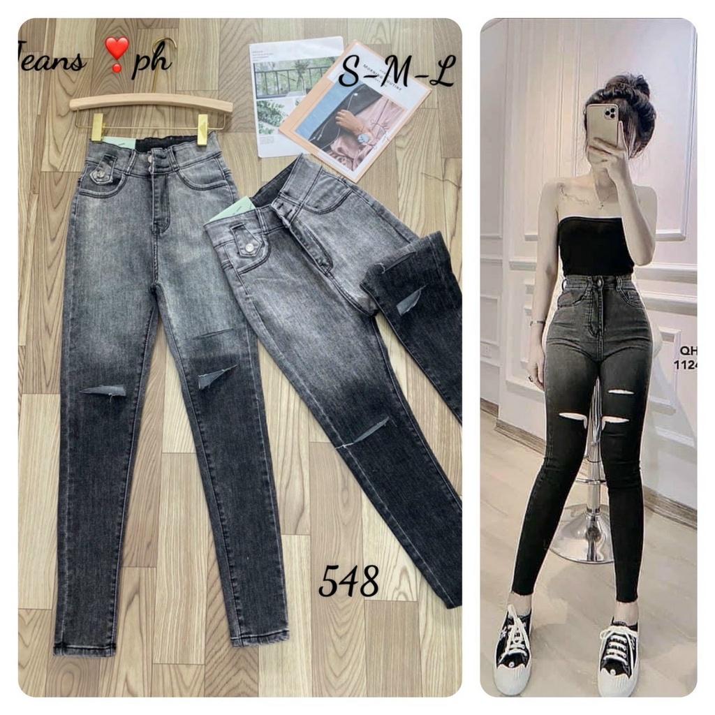 Quần Jean Skinny Nữ Dáng Ôm Lưng Siêu Cao Trơn Basic - quần bò nữ