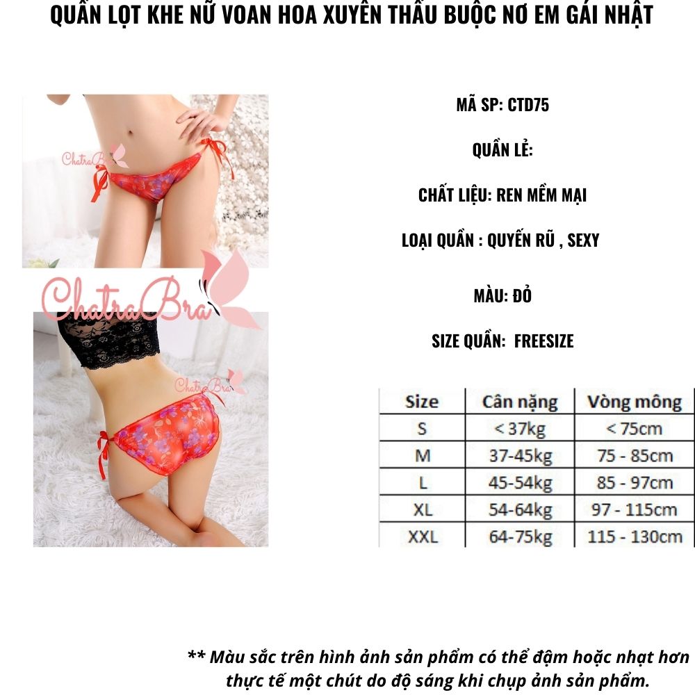 Quần lót nữ voan hoa xuyên thấu buộc nơ em gái Nhật