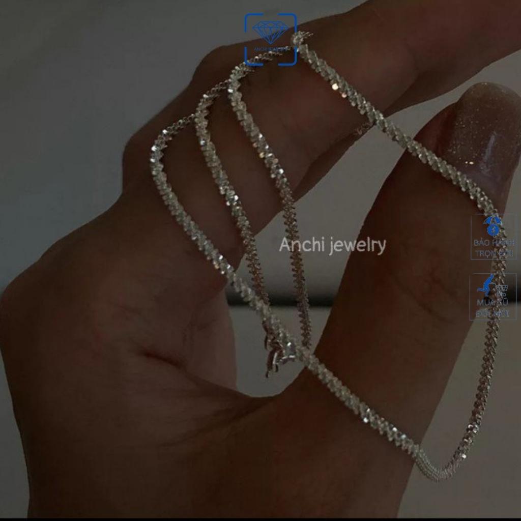 Dây chuyền nữ bạc 925 trơn sợi to thời trang Hàn Quốc, Anchi jewelry