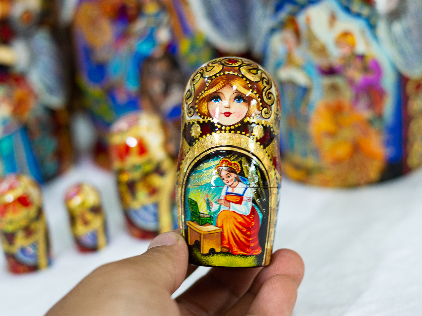 BỘ BÚP BÊ NGA MATRYOSHKA 10 LỚP CAO 26CM VẼ HOA VĂN "CHUYỆN CỔ TÍCH PUSHKIN" CỰC ĐẸP VÀ SANG TRỌNG ĐỘC ĐÁO