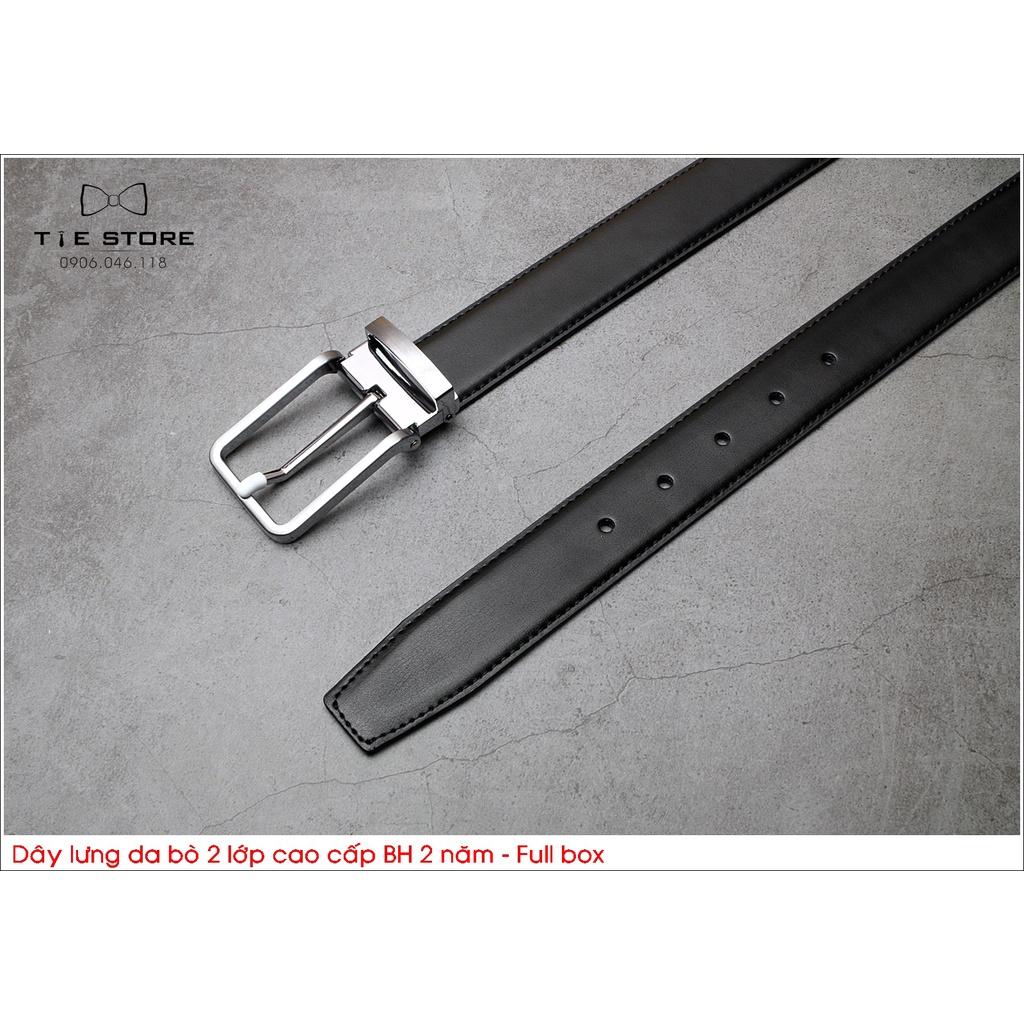 Thắt Lưng Nam Da bò 2 lớp, dây lưng công sở cao cấp BH 2 năm Full box - Khóa kim