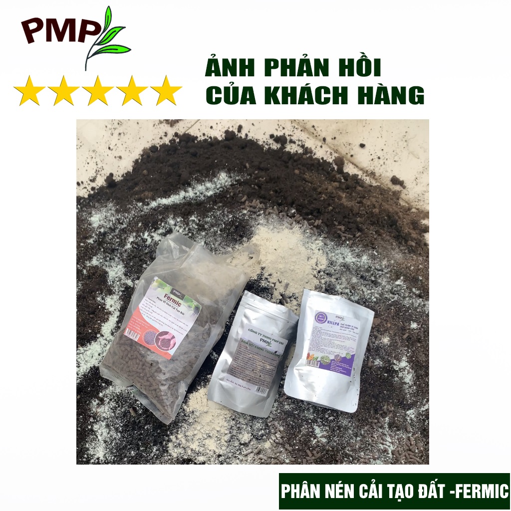 Combo bộ phân bón hữu cơ trộn đất trồng rau trồng hoa PMP - Phân cải tạo đất Fermic - Nấm Trichoderma - Bã Mía - Vi sinh trừ bệnh Killpa