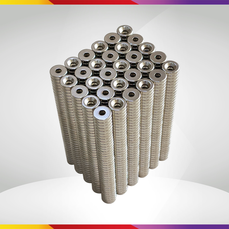 Bộ 20 Viên Nam Châm Đất Hiếm Loại Tròn 12x3mm Lỗ Vát M4 Lực Từ N35 Cực Mạnh