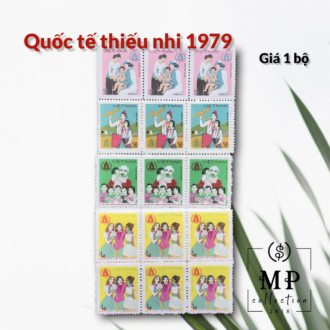 Bộ tem sưu tầm Năm quốc tế thiếu nhi Việt Nam 1979 4 con.