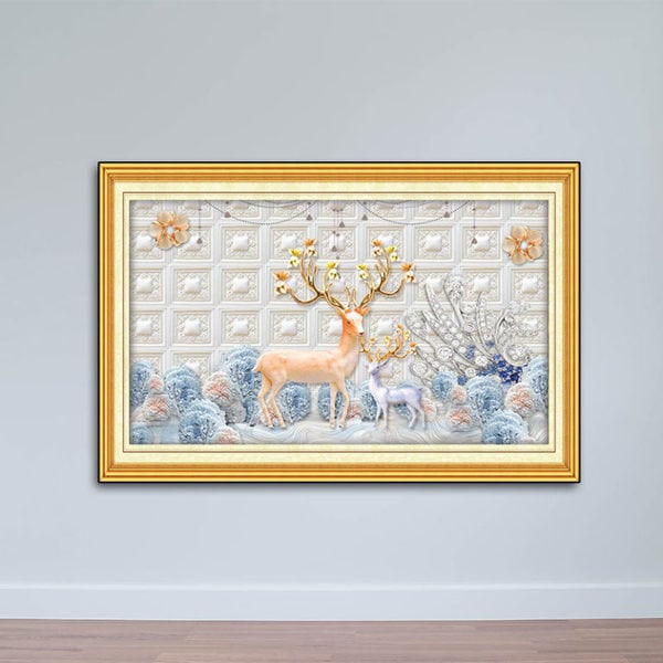Tranh Phong Cảnh Hươu Nai Phong Cách 3D - W553