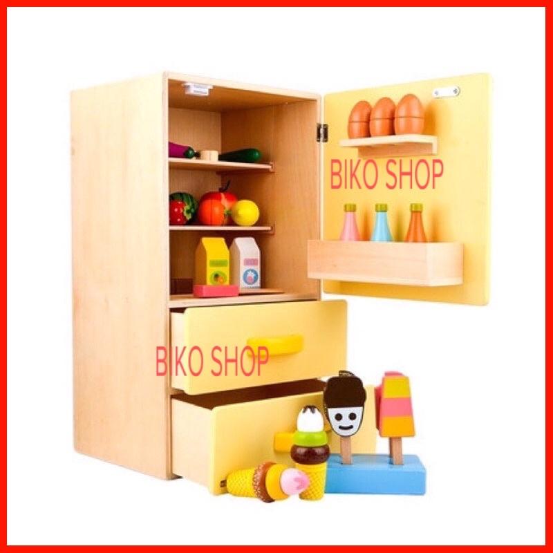 Đồ chơi Tủ lạnh bằng gỗ màu vàng