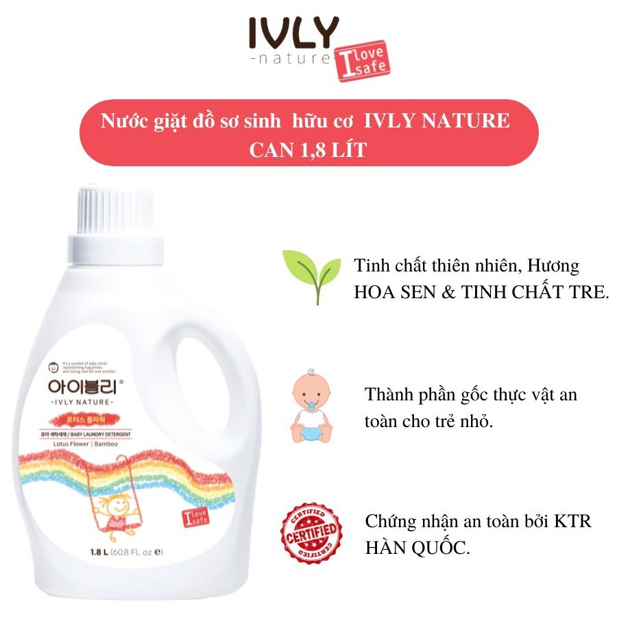 Nước giặt cho bé hữu cơ Hàn Quốc IVLY NATURE hương hoa sen an toàn cho làn da dung tích 1800ml ivly003