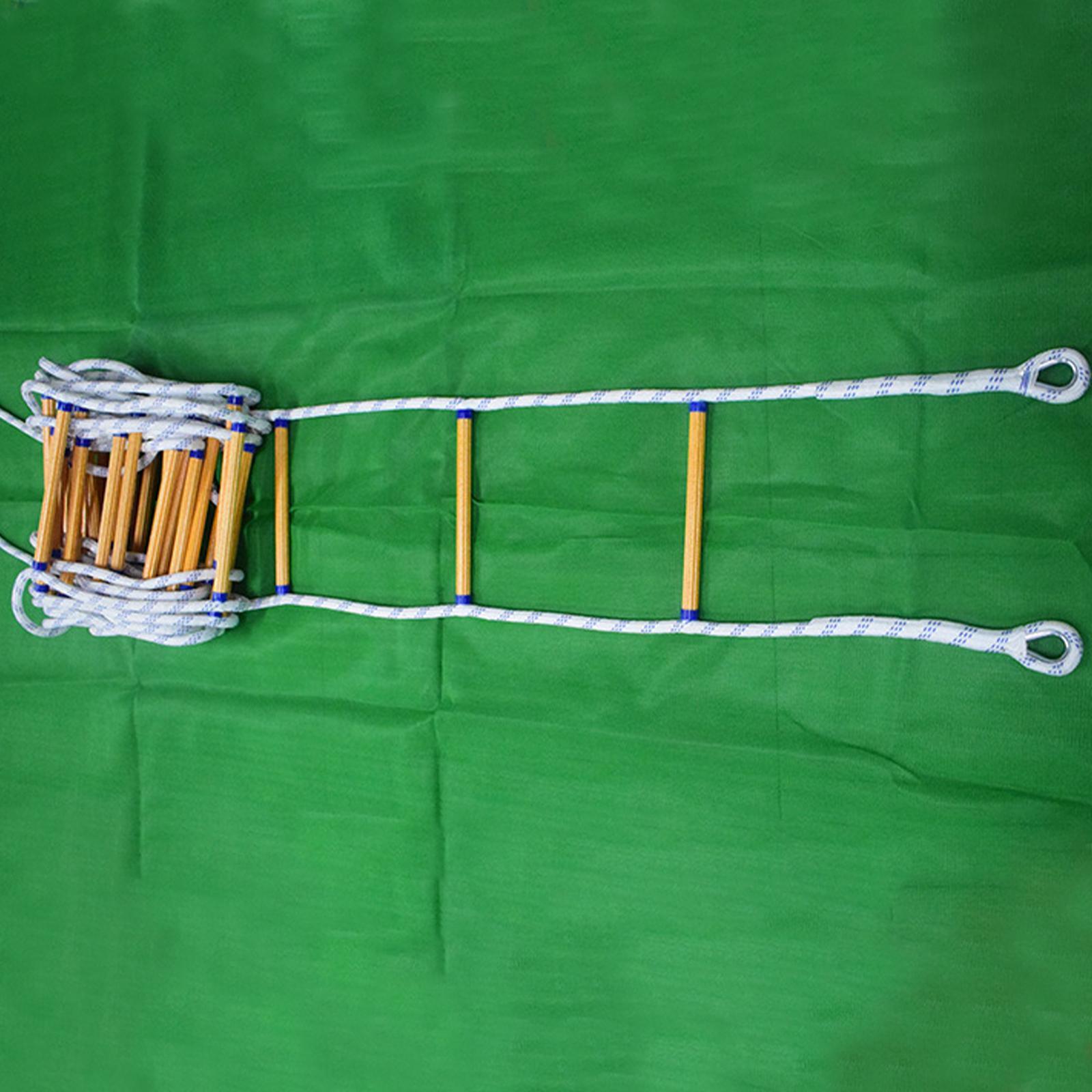 Emergency Fire Escape Ladder, Flame Resistant, Safety Rope Ladder with Hooks, Fast to Deploy