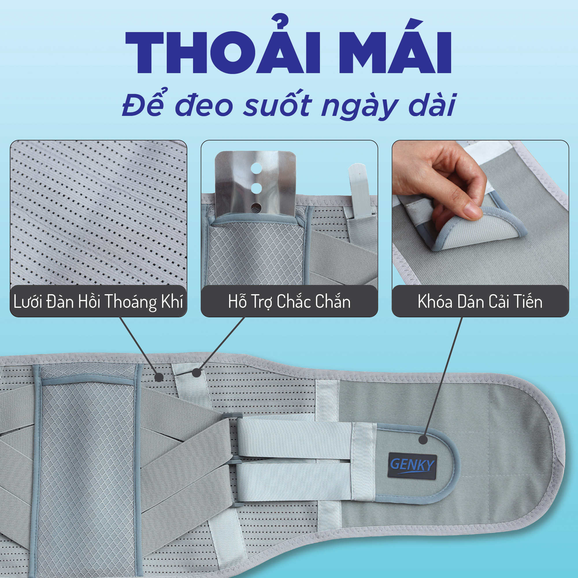 Đai lưng cột sống Genky, hỗ trợ thoát vị, thoái hóa, đau lưng