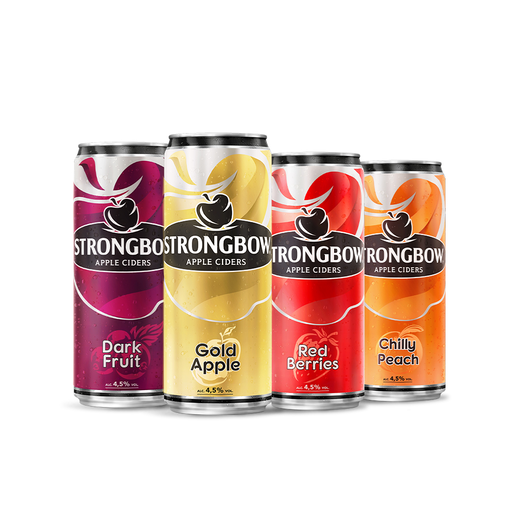 Thùng 24 Lon Cao Strongbow Cider Đặc Biệt 4 Vị (330ml / Lon)