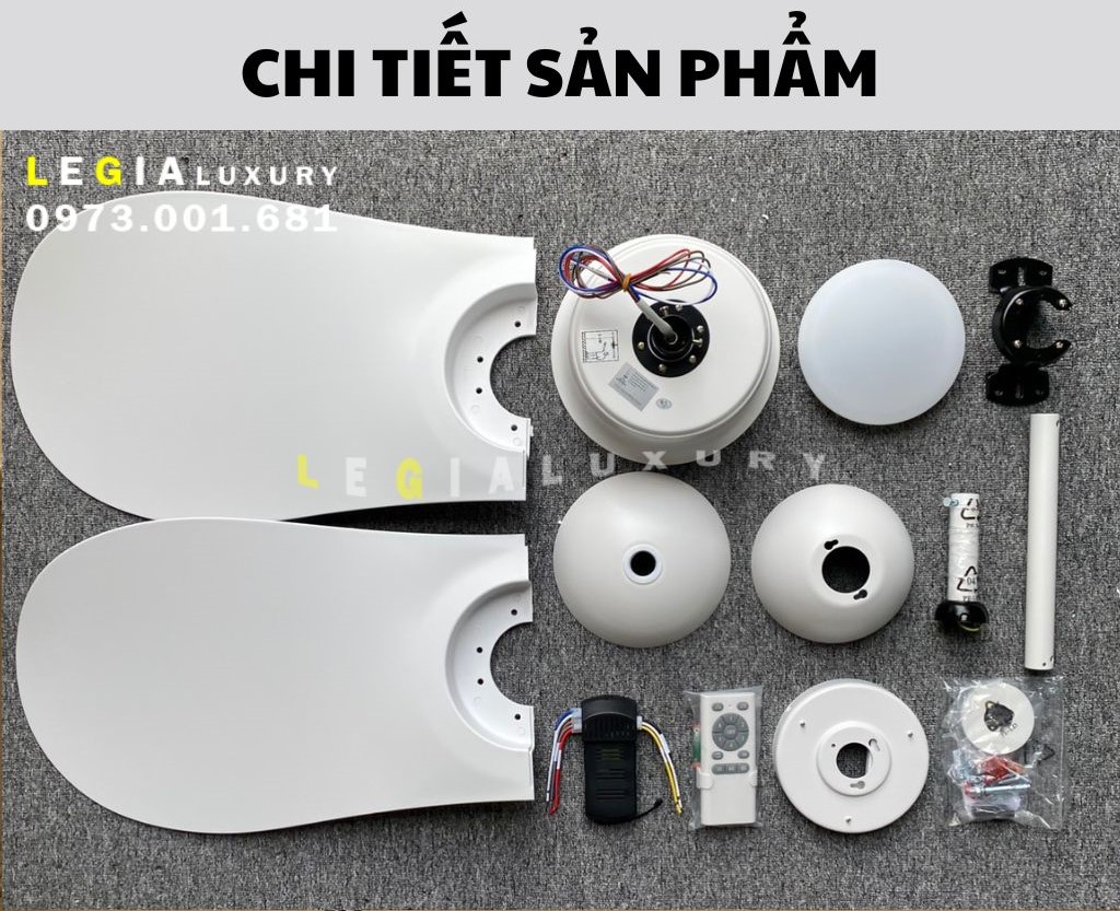 Quạt trần đèn trang trí hiện đại Lê Gia LGFAN744 | Quạt trần thiết kế phong cách sang trọng | Quạt trần chung cư giá rẻ {Hàng Chính Hãng}