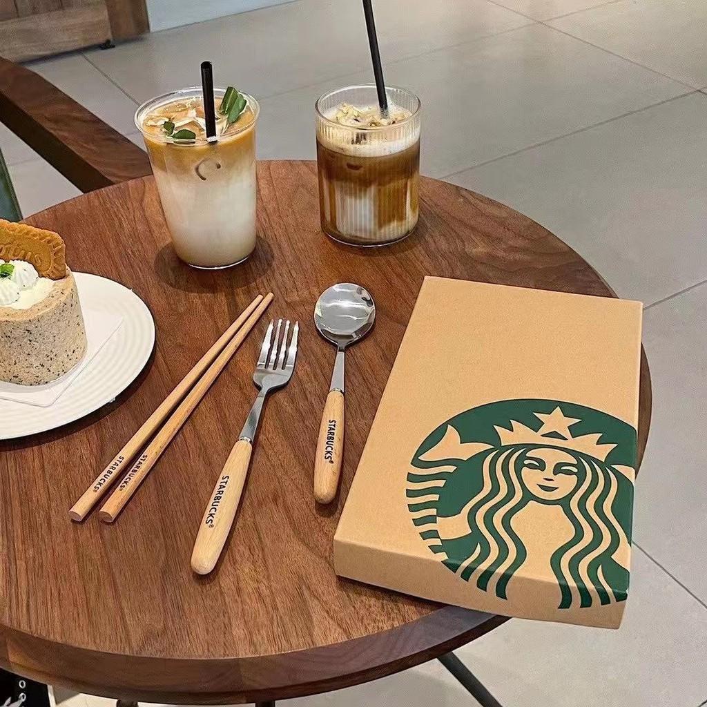 Bộ thìa dĩa và đũa Starbucks sang chảnh, sét 3 món quà tặng cho bạn