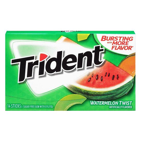 Lốc 12 thanh kẹo Gum Trident Watermelon Twist vị Dưa hấu (14 viên - Sugarfree)