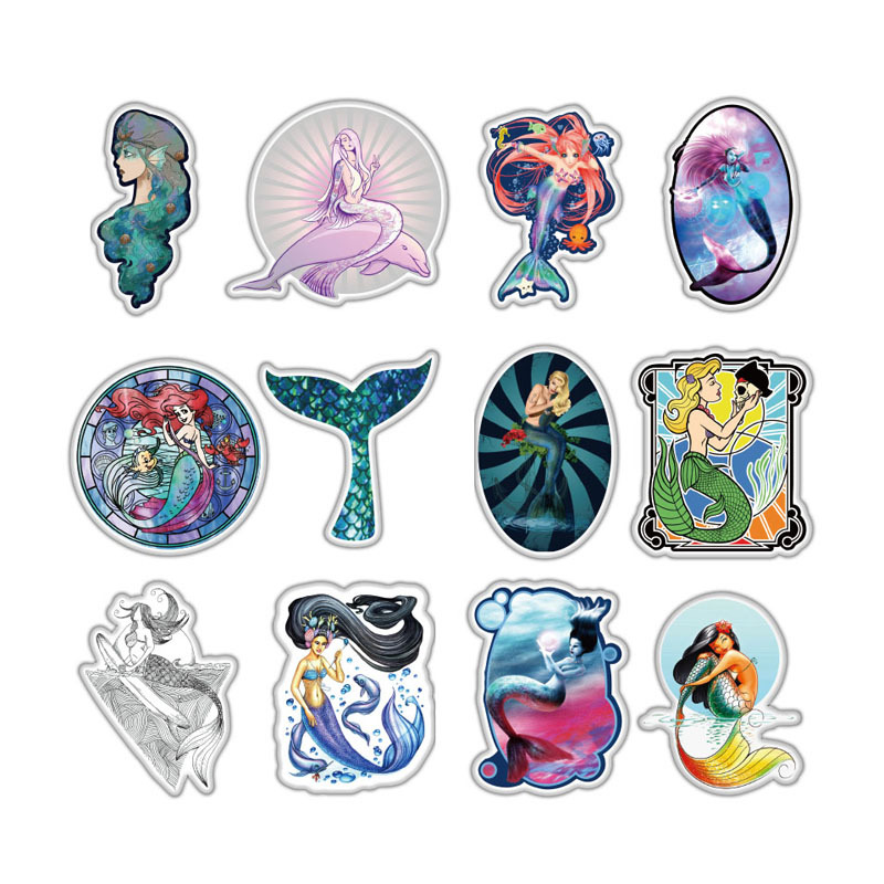 Sticker 50 miếng hình dán Mermaid