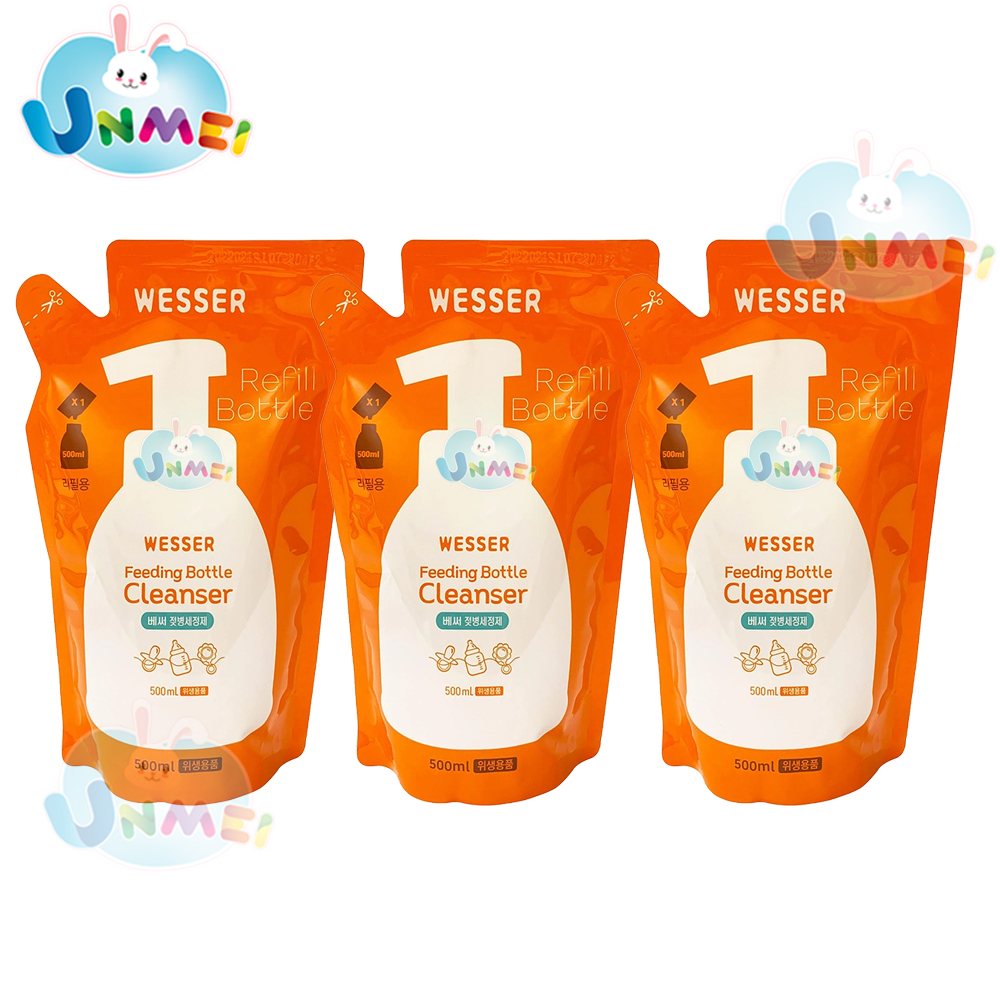 Bộ 3 Gói Nước Rửa Bình Sữa Wesser