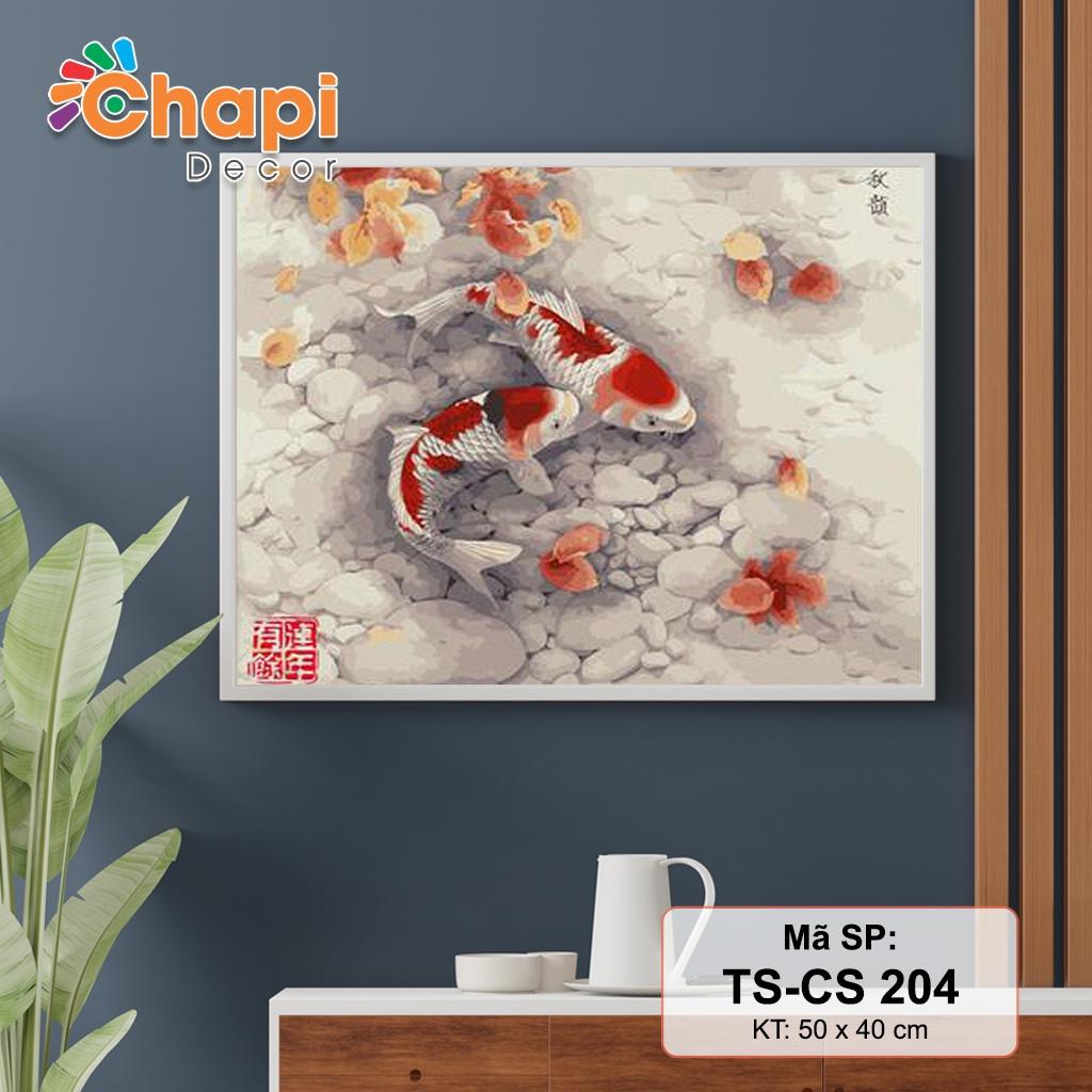 Tranh tô màu số hóa Chapi, Đàn Cá Vui Đùa KT 40x50cm đã căng khung, Có dầu bóng | Chapi Decor