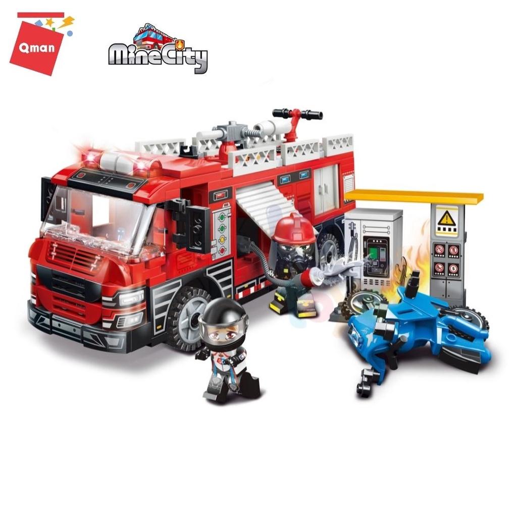 Bộ Đồ chơi xếp hình Cứu hỏa trạm xăng Qman 12022