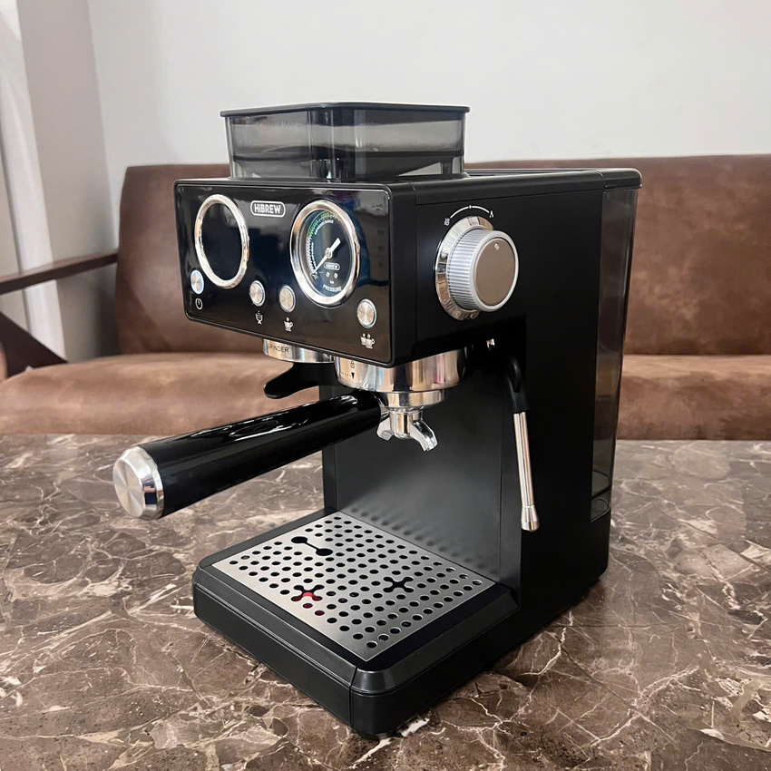 Máy pha và xay cà phê bán tự động 3 trong 1 Espresso, Cappuccino, Latte thương hiệu Mỹ cao cấp HiBREW H20 - Công suất 1500W 20bar - Hàng chính hãng