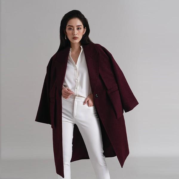 Áo khoác nữ dáng dài bigsize Burgundy 2NDDATE CO003BF