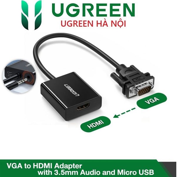 Cáp chuyển đổi VGA sang HDMI+Audio 1080P@60Hz Ugreen 50945- 40213 hàng chính hãng