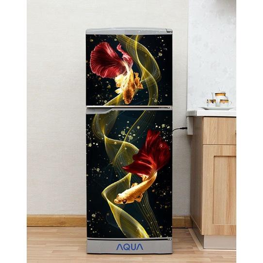 DECAL DÁN TỦ LẠNH MẪU CÁ KOI ĐUÔI ĐỎ ĐẸP - BỀN - SANG