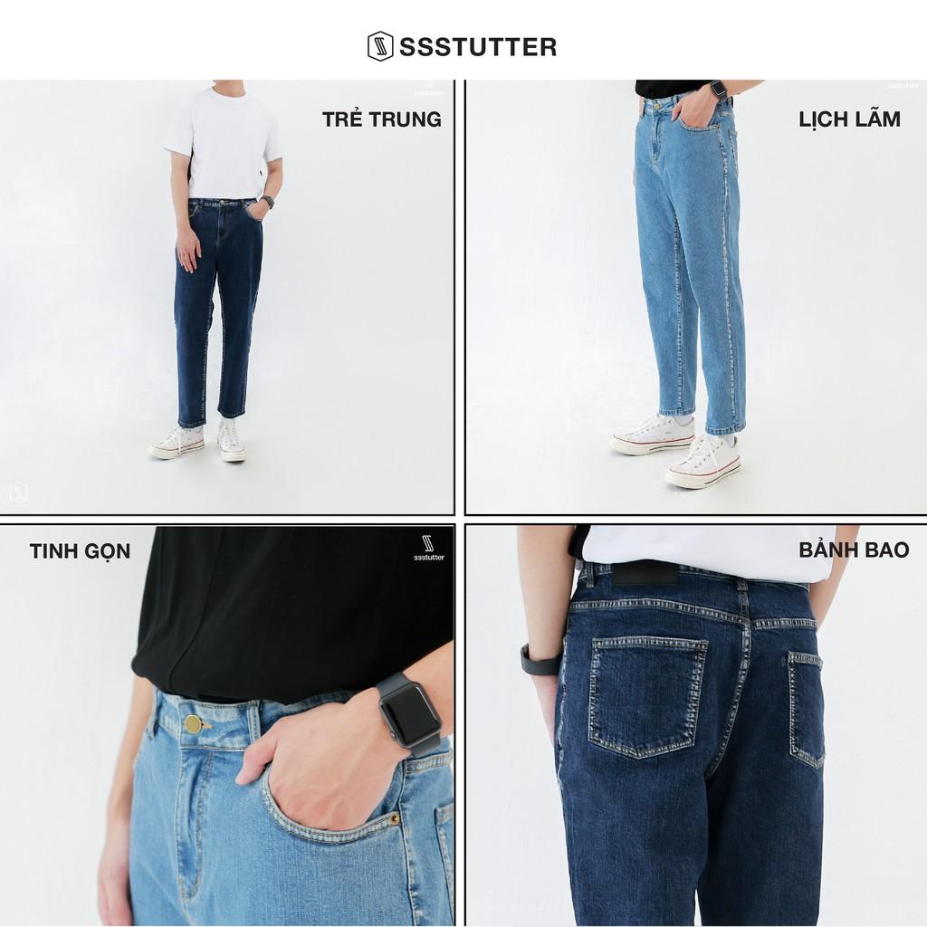 Quần jeans nam dáng suông SSSTUTTER chất liệu cao cấp 2 màu cơ bản old skool jeans