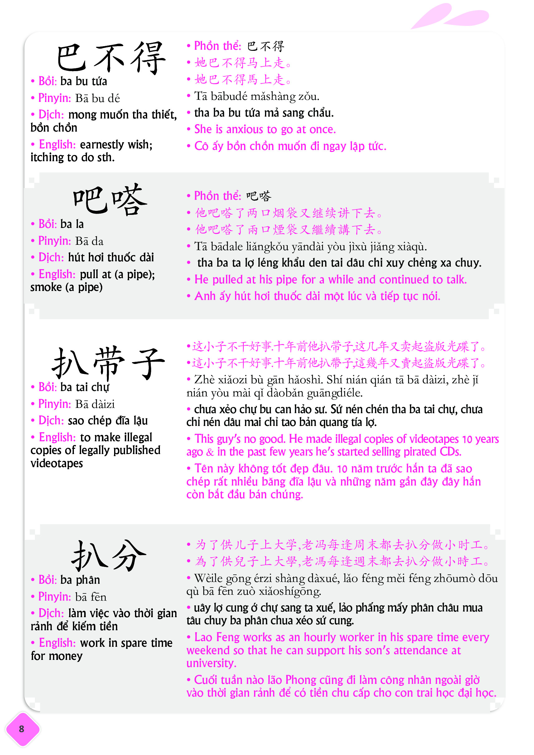 Từ Điển Tam Ngữ Bá Đạo Từ Lóng Tiếng Trung Hiện Đại ( Tiếng Trung Giản Thể - Tiếng Bồi - Bính Âm– Tiếng Việt - Tiếng Anh ) + DVD Audio Tài Liệu