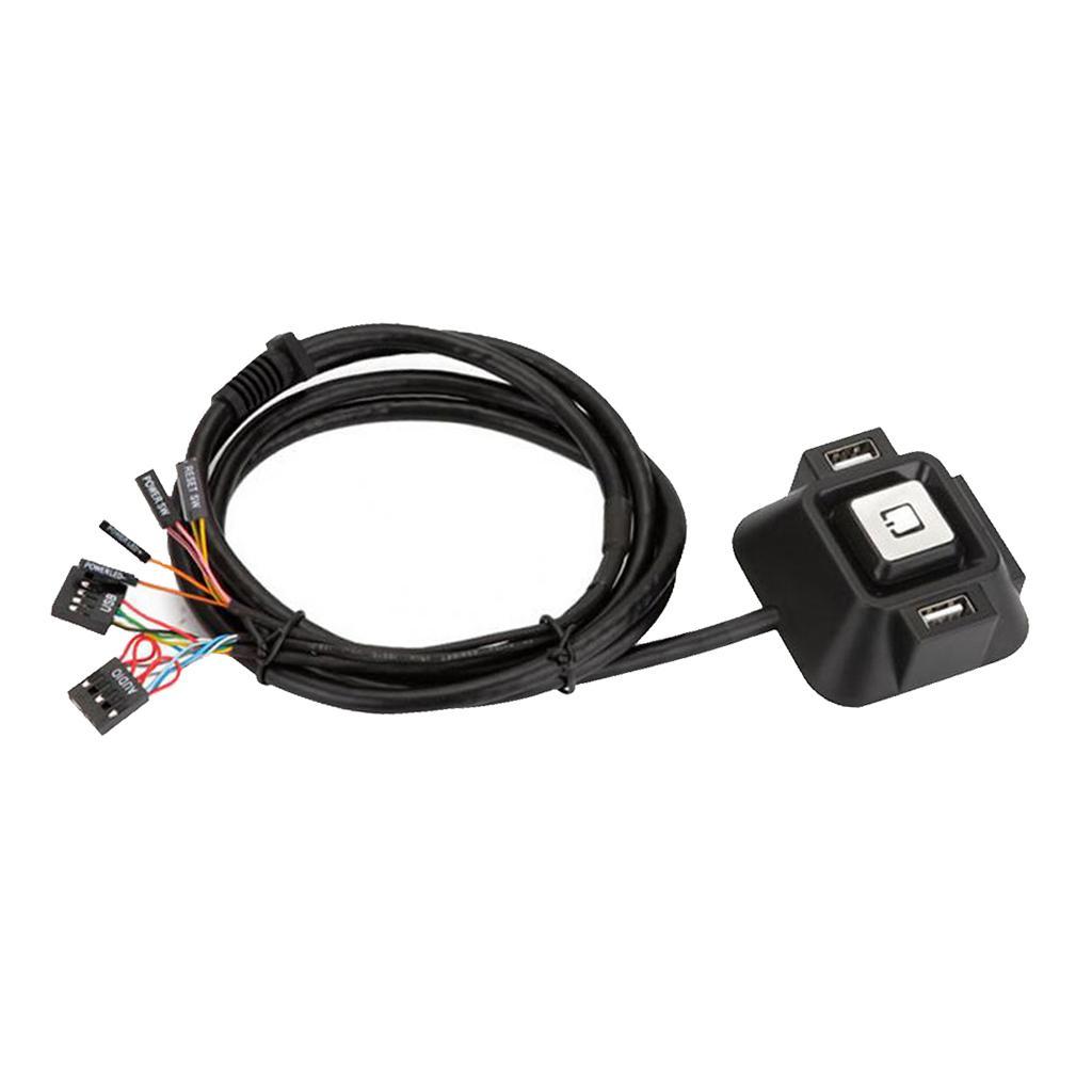 Desktop PC Case Switch Dual USB Ports Power Reset Button LED Lights Audio