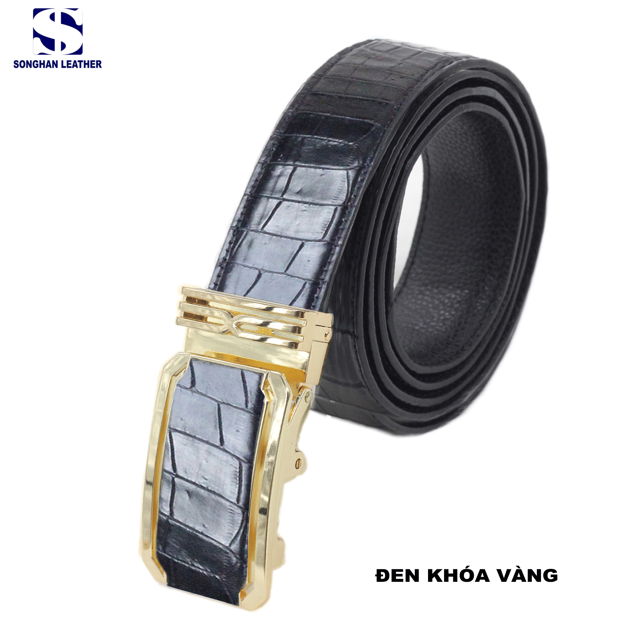 Thắt Lưng Da Cá Sấu Bản 3.5cm Songhan Leather MB01 Bản Liền.Dây Lưng Da Kèm Khóa Trượt Cao Cấp Không Rỉ BH 12 Tháng