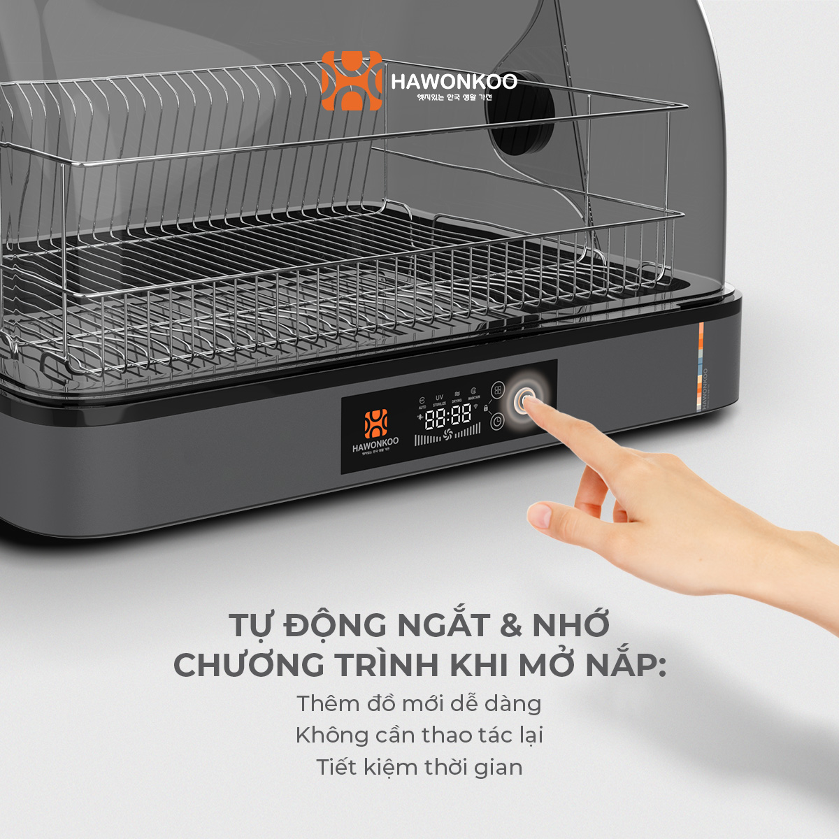 Máy Tiệt Trùng Đa Năng HAWONKOO USH-400 Sấy Khô Bát Đĩa Khử Trùng UV 45 Lít Hàng Chính Hãng - Thương Hiệu Hàn Quốc