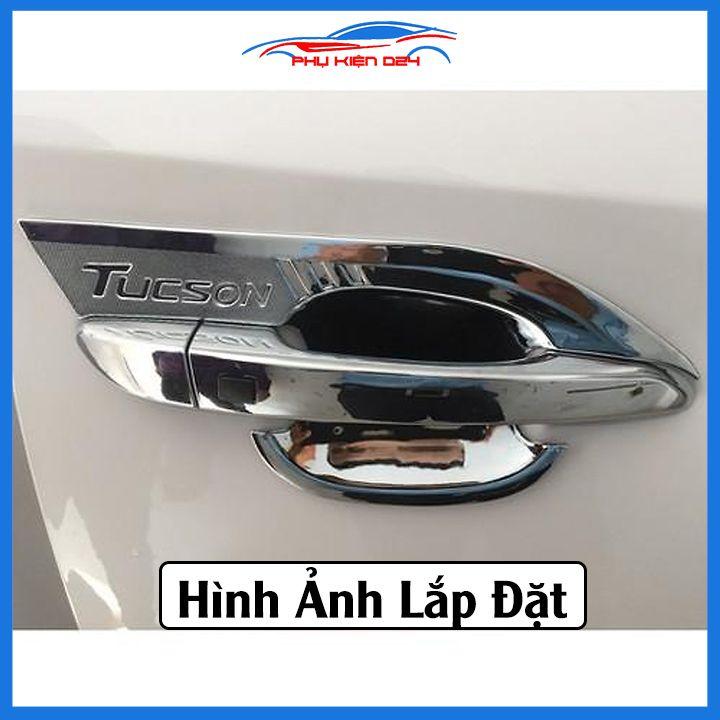 Ốp tay hõm Tucson 2016-2017-2018-2019-2020-2021 vân cacbon/mạ crom/titan chống trầy bảo vệ cửa xe ô tô