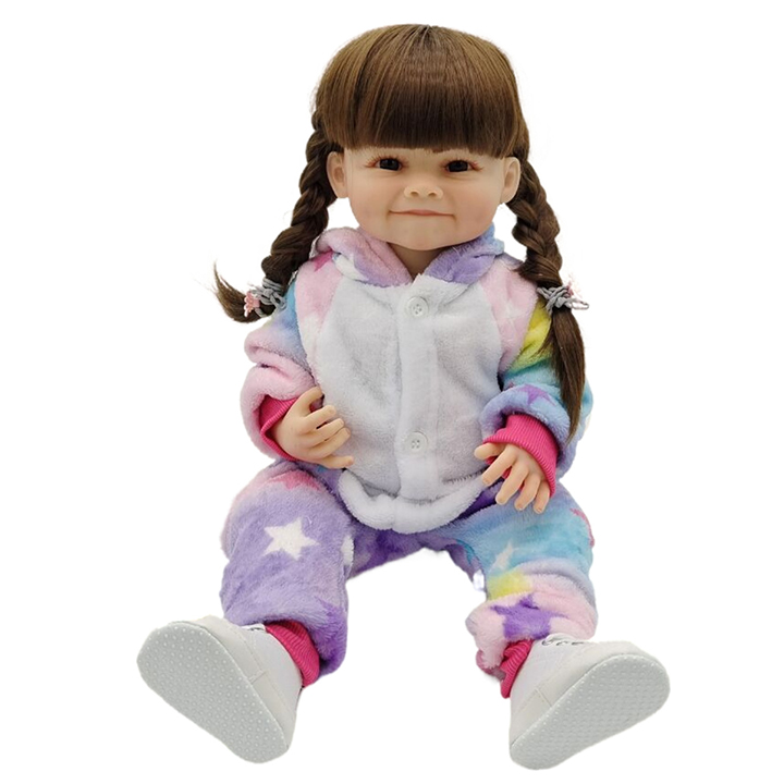 Búp Bê Tái Sinh Thân Nhựa Mềm 55cm = 22 inch Bé Gái Mặt Cười Reborn Body Full Vynil doll