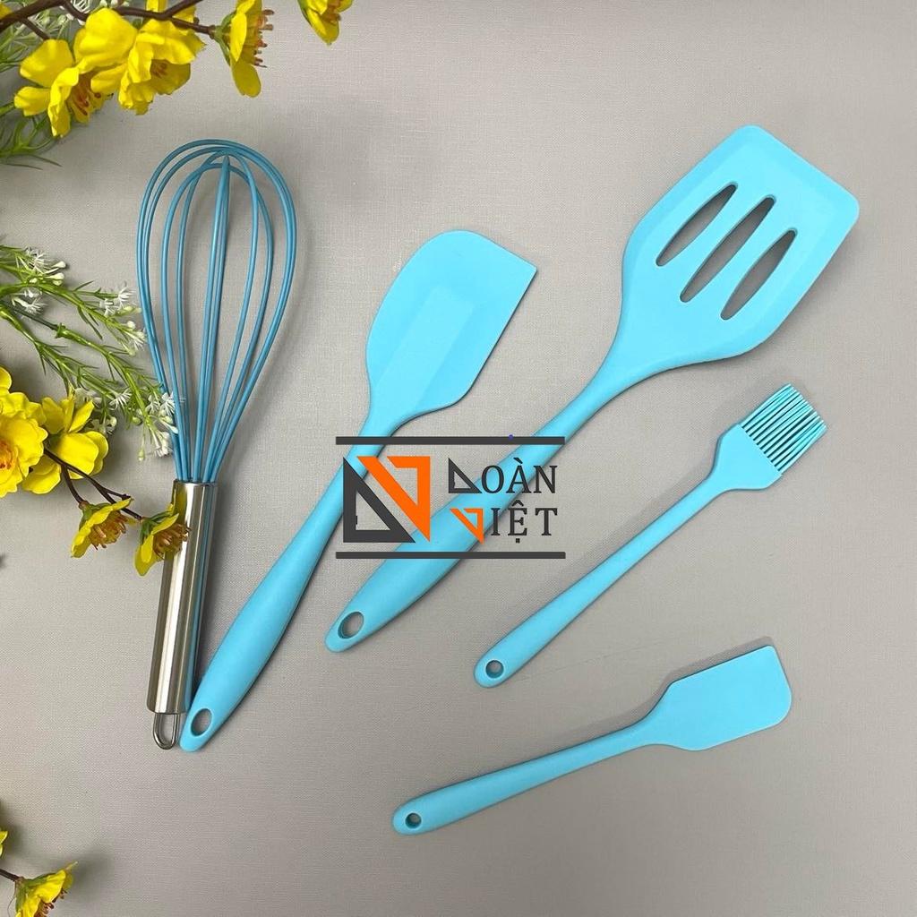 Bộ 5 MÓN dụng cụ làm bánh ĐA NĂNG. Bộ Xẻng Sạn, Cọ, Vét, Phơi Silicon Chịu Nhiệt Tốt CAO CẤP