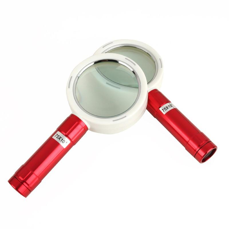Kính lúp cầm tay 10X ️️ Kính lúp có đèn 75mm có đèn G75