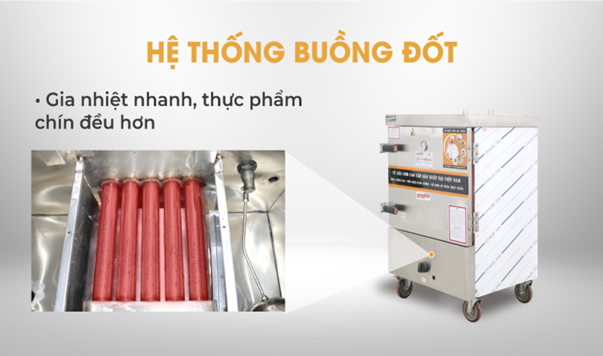 Tủ Hấp Giò Chả, Thực Phẩm 36 Kg Bằng Điện Gas 6 Khay Inox 304 NEWSUN, Năng Suất Cao - Hàng Chính Hãng