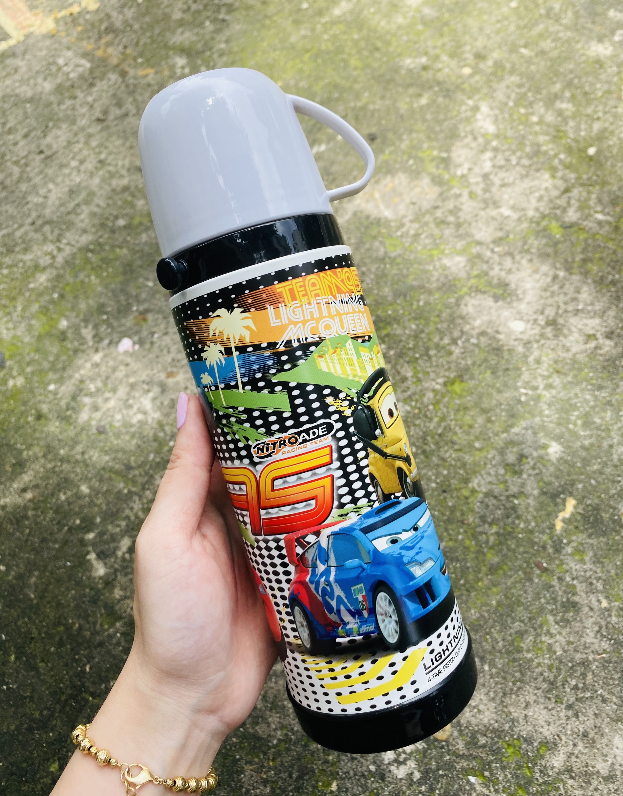 Bình nước giữ nhiệt hình xe Car McQueen màu đen cho trẻ em, các bé, học sinh - - WD-3410CARDEN