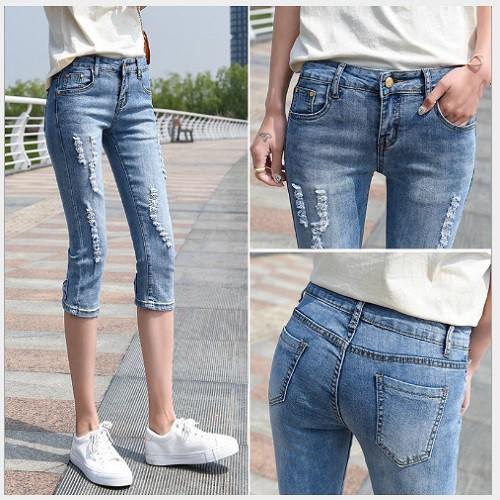 Quần jean lửng co giãn Quảng Châu cho nữ Q082