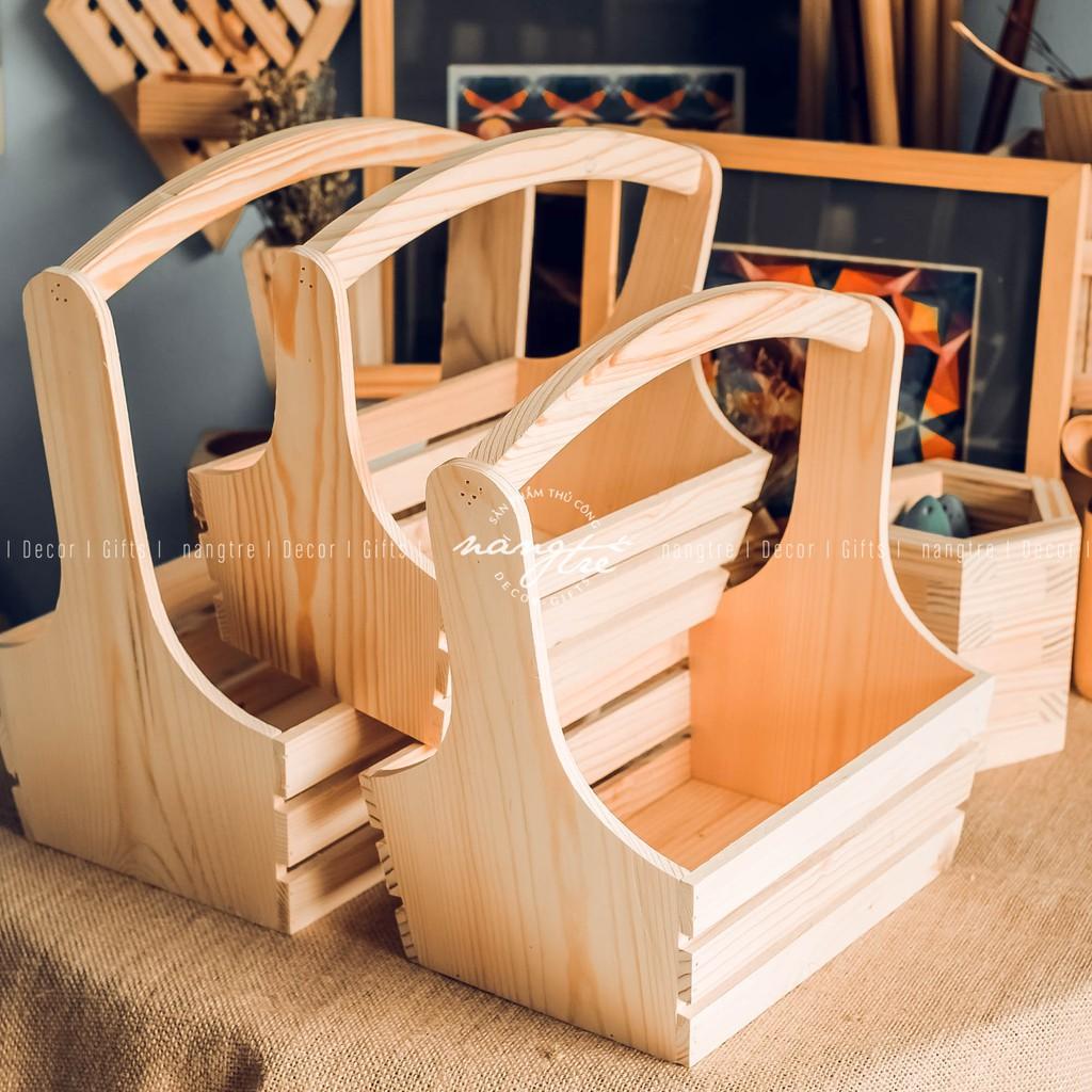 Giỏ gỗ - giỏ quà bằng gỗ,đựng trái cây - Wooden gift basket