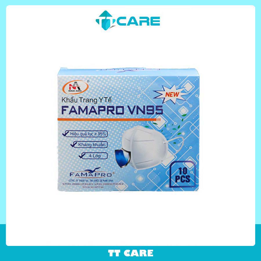 1 Thùng Khẩu Trang Y Tế 4 Lớp Kháng Khuẩn FAMAPRO VN95 Cao Cấp Chống Bụi Mịn An Toàn Sức Khỏe Hộp 10 Cái