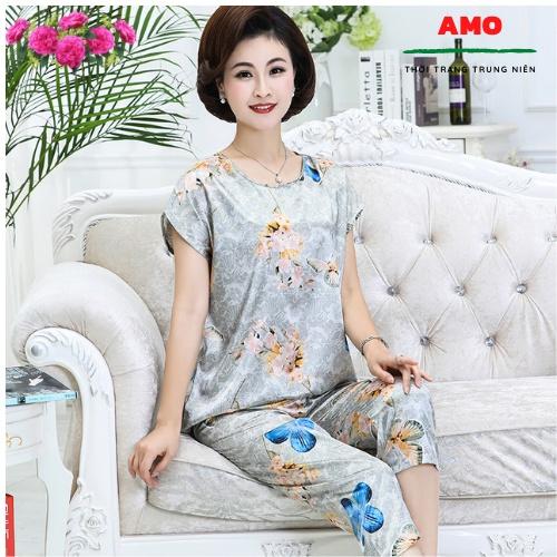 Bộ đồ trung niên tay ngắn mùa hè lụa cực mát