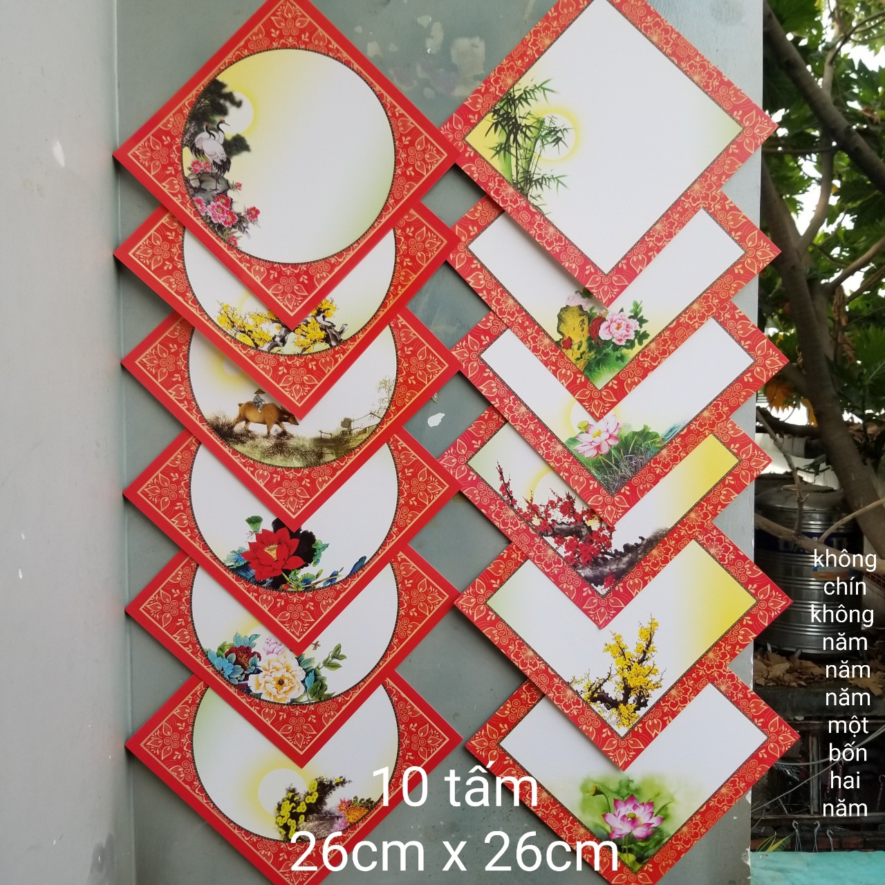 Set 10 tờ Giấy viết thư pháp nhiều mẫu 26cm x 26cm . Nghiêng giấy bút mực viết thư pháp.
