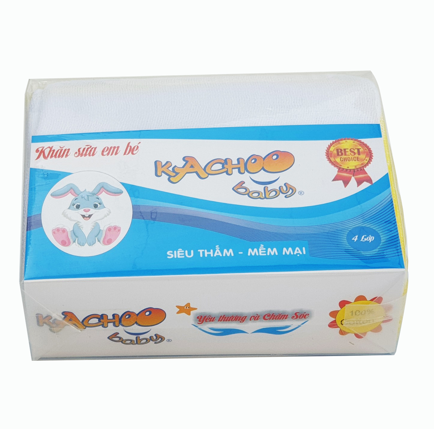 Khăn sữa KACHOOBABY 5 lớp 10 khăn hiệu KACHOOBABY, dùng để lau mặt, quàng cổ, tắm bé