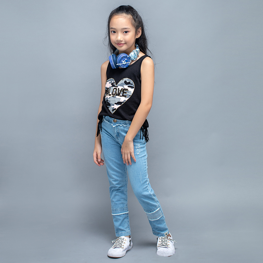 Quần jean mềm Lovekids màu xanh nhạt LK0239