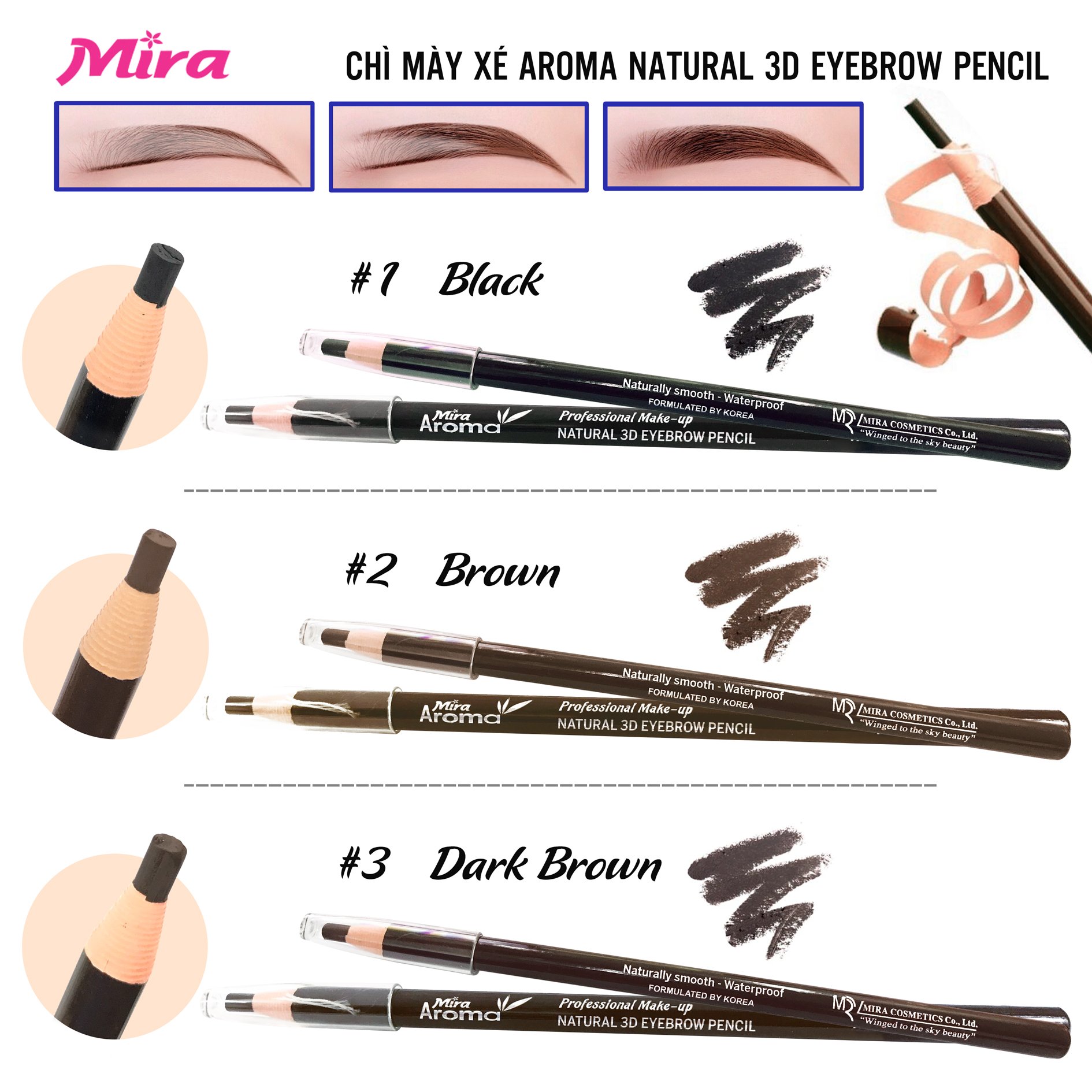 Chì Mày Xé Mira Aroma Natural 3D Eyebrow Pencil C551