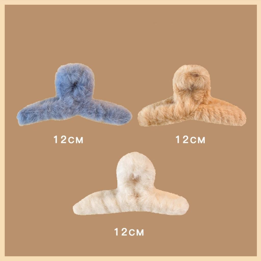 Kẹp Tóc Càng Cua Phủ Vải Lông Phong Cách Hàn Quốc Pinky Beauty Kẹp Búi Tóc Lông Xù Xinh Xắn Đáng Yêu Cho Nữ