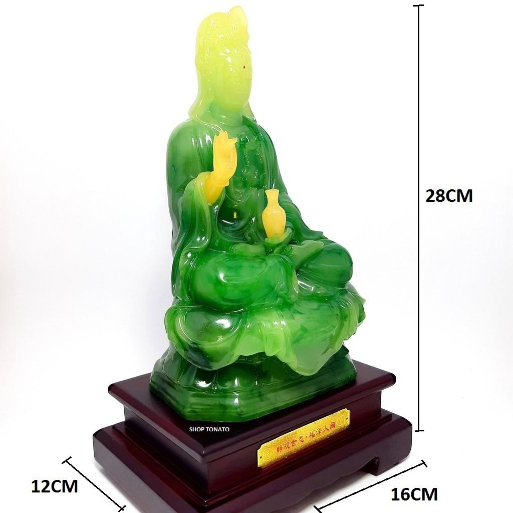 PHẬT QUAN ÂM NGỒI XANH NGỌC CH CAO 28CM