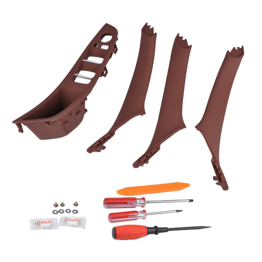 4PCS Door Handle Window Switch Panel Interior Button Frame for Red Brown